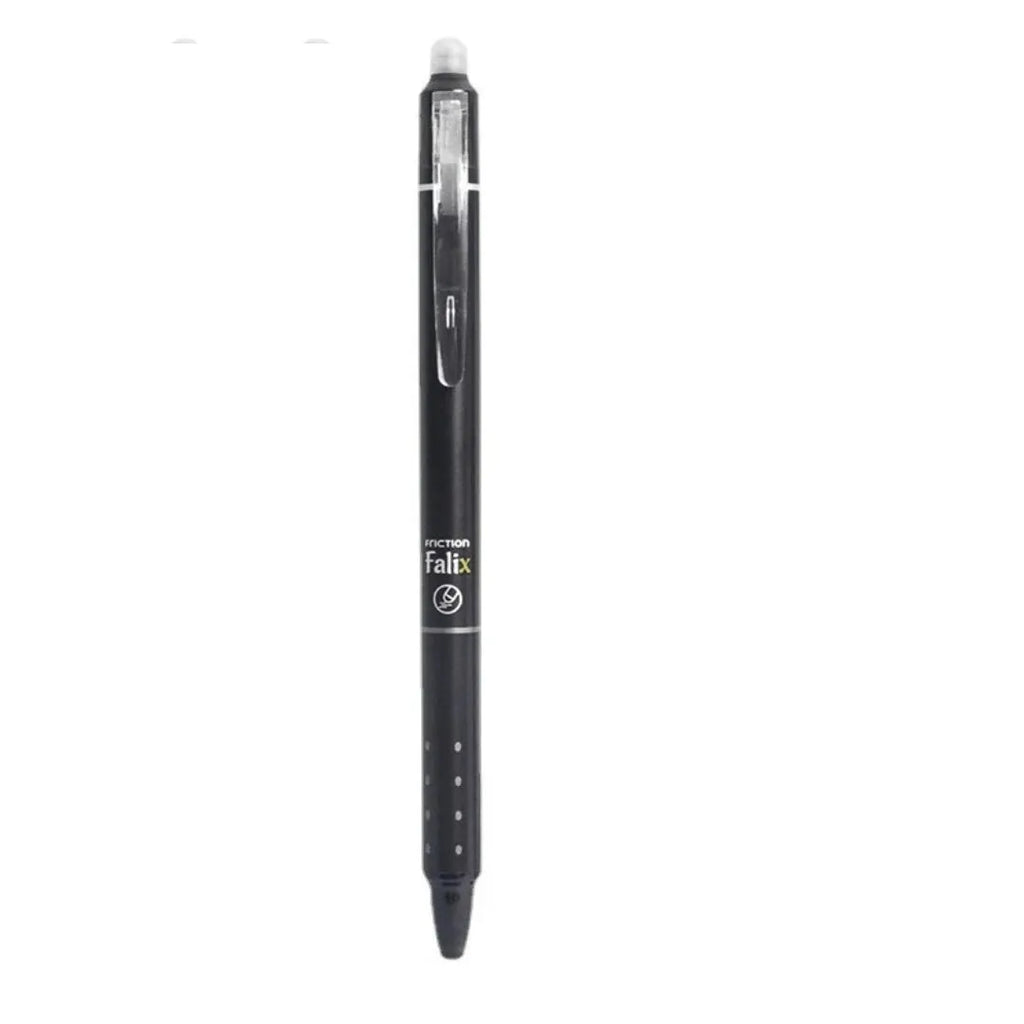Blue and black erasable push gel pen with 0.5mm stainless steel nib for school use