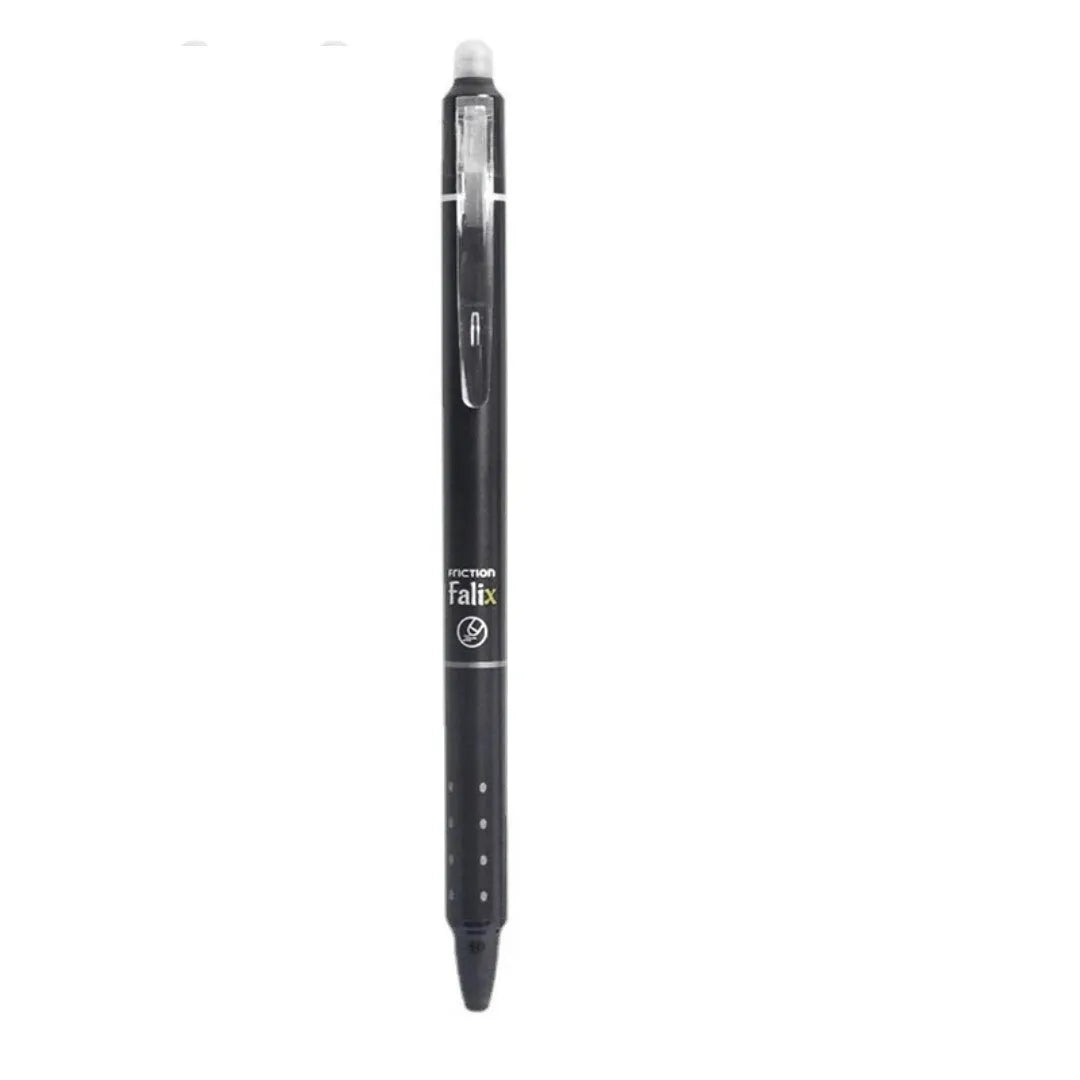 Blue and black erasable push gel pen with 0.5mm stainless steel nib for school use