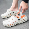 Men's beige EVA outdoor slippers with hollow-out design and non-slip sole
