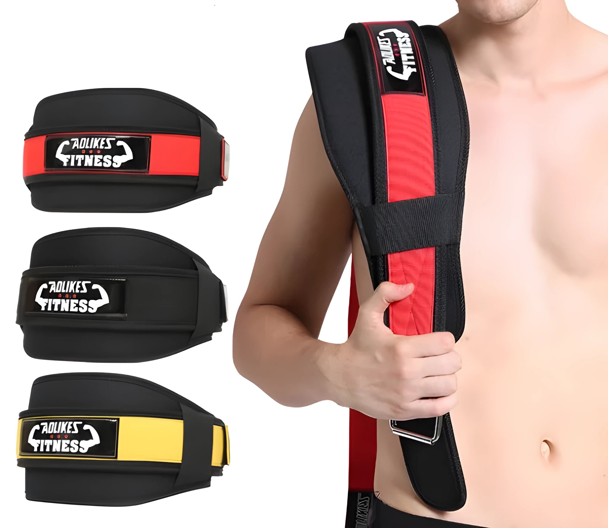 Nylon fitness weightlifting waistband support belt in black colour showing abdominal support design