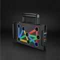 Yunmai push-up stand in black with two armrests and support board on floor