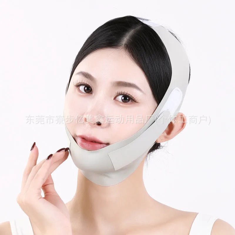 Small V face shaping mask for facial lifting and anti-sagging support in breathable fabric