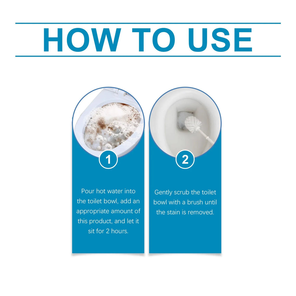 Pack of four 30g sachets of toilet cleaning powder with descaler and stain remover, total 120g.