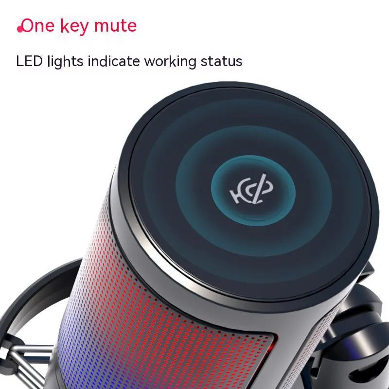 RGB condenser microphone for computer streaming with 150cm cable in black, pink or white colours