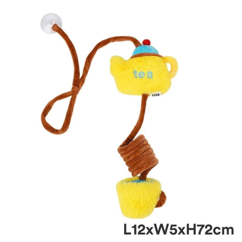 Cat elastic string toy with retro mobile phone design in green, made from flannel and polyester fibre