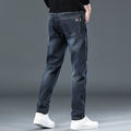 Men's slim straight casual trousers in polyester fabric with mid waist and zipper fly