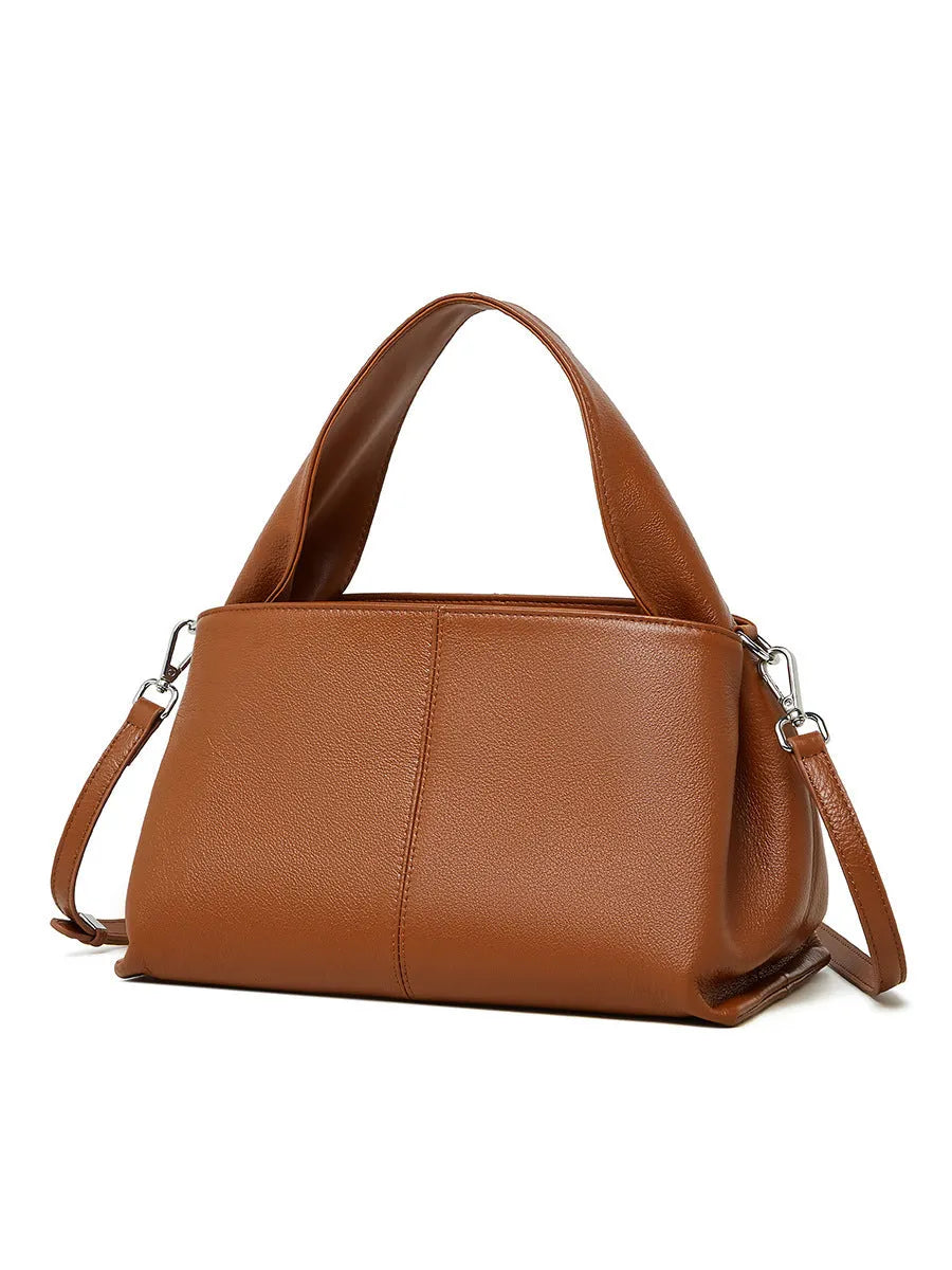 First layer cowhide messenger bag in horizontal square shape with double joint straps available in apricot black caramel and gray colours
