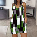 Women's sleeveless V-neck jumpsuit with inner pockets in army green colour