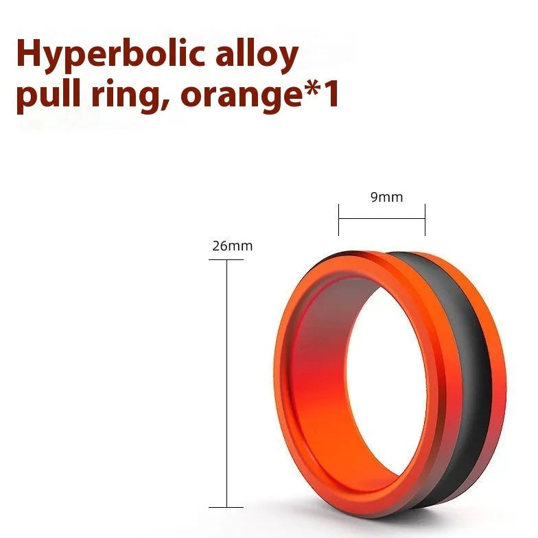 Orange and silver coloured alloy fishing hand guard pull loop with non-slip grip.