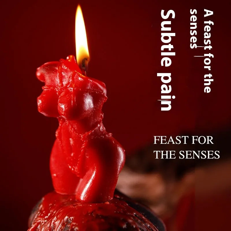 Low temperature sensual massage candle in soy wax, shown in Rose Red colour.