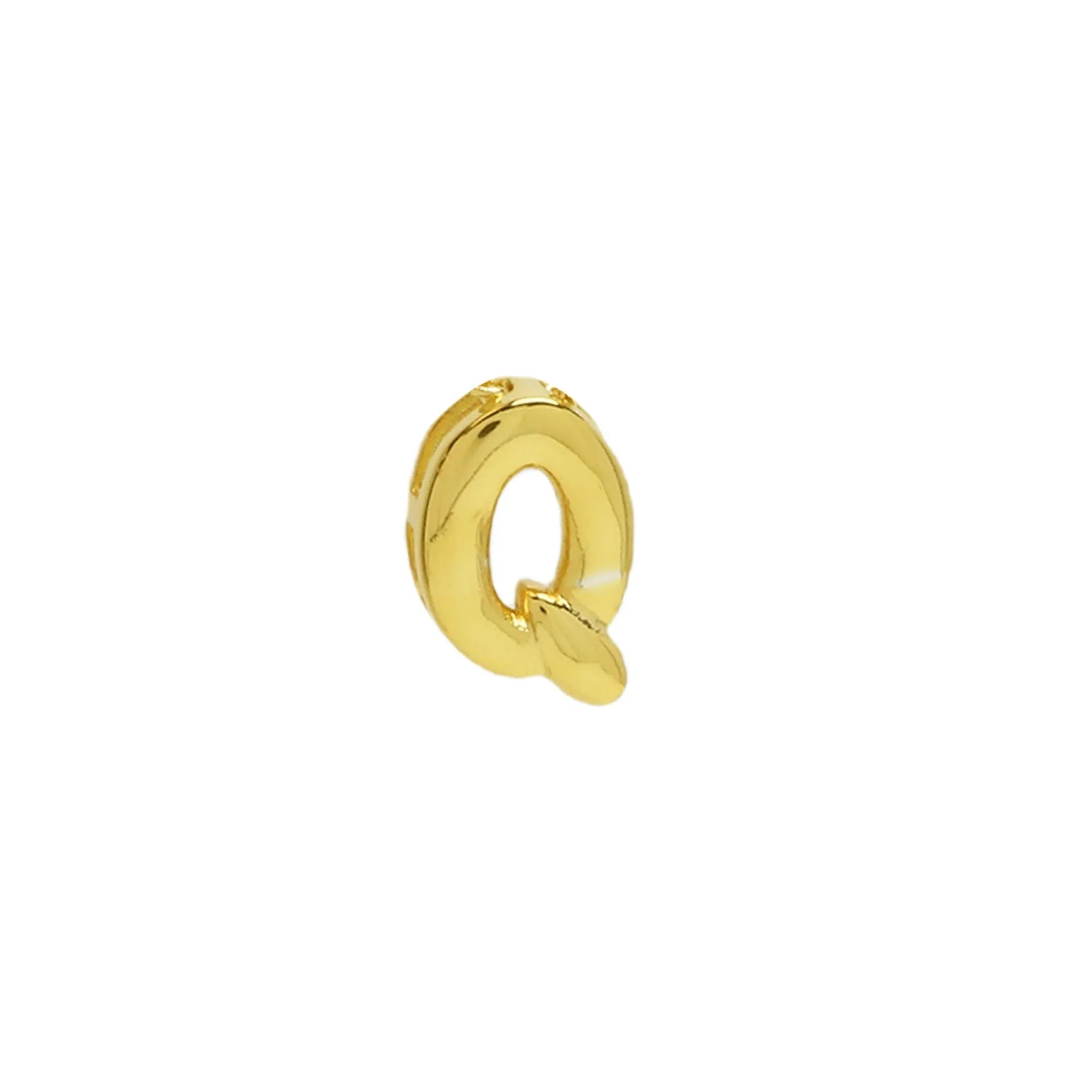 18k brass smooth surface bubble letter bracelet with pendant in gold colour on copper alloy