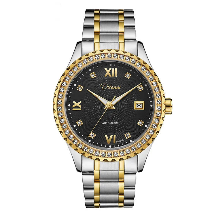 Men's automatic mechanical watch with luminous hands and waterproof case in business style