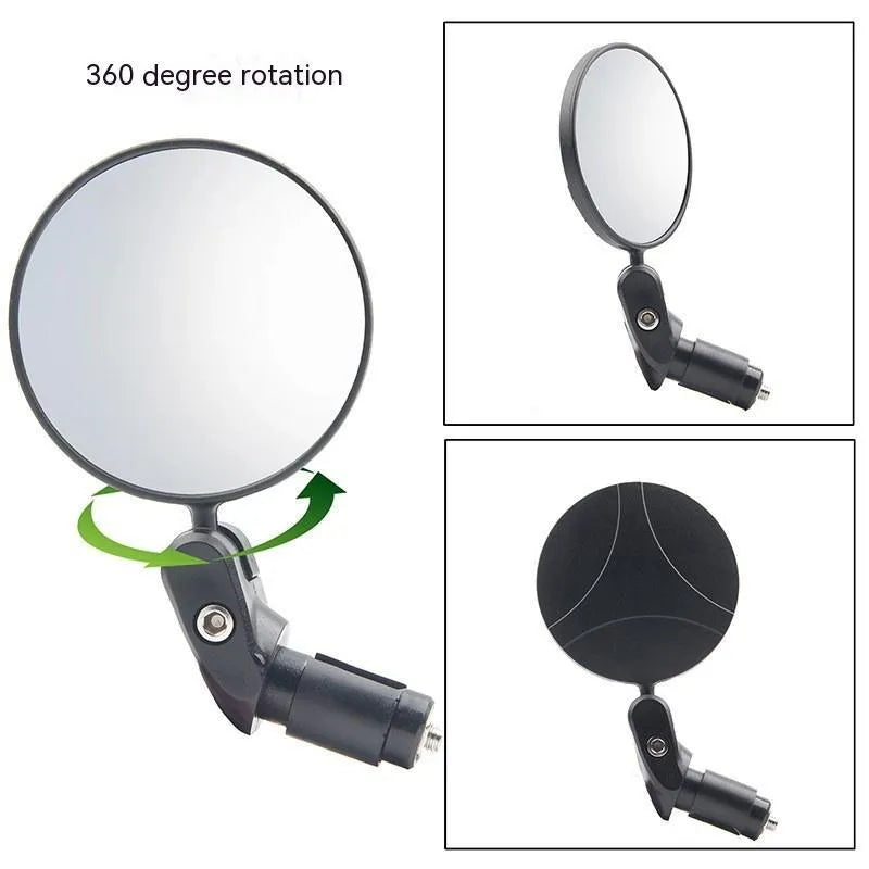Black foldable convex rearview mirror with a 7cm reflector, shown extended to 14cm