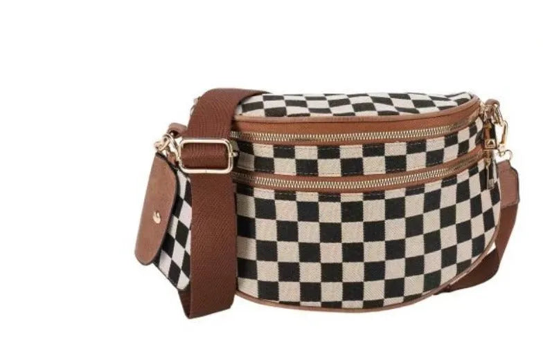 Women's Oxford nylon canvas shell crossbody bag with diamond grid sewing thread detailing