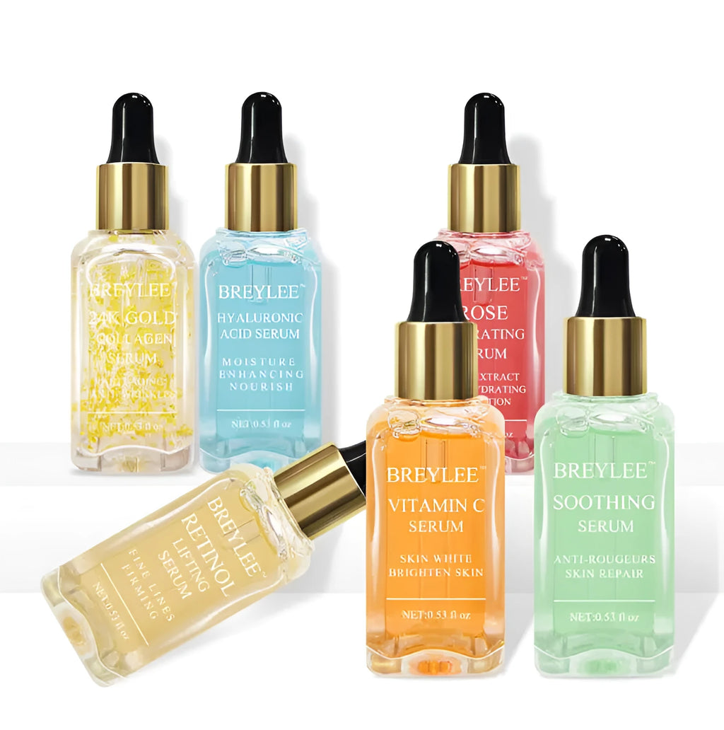 15ml hyaluronic acid face serum in a dropper bottle, blue, red and rose essence colour options
