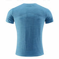 Men's short sleeve running t-shirt in polyester spandex fabric, shown in red colour.
