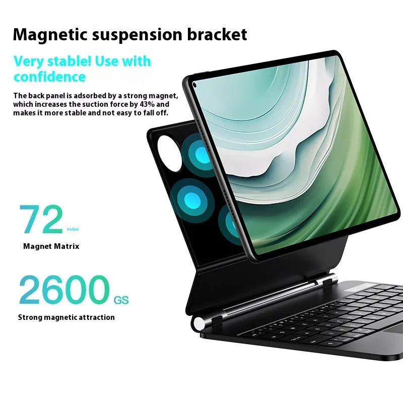 Miaocontrol magnetic wireless keyboard and protective cover for Huawei MatePad 11 tablet in black colour.