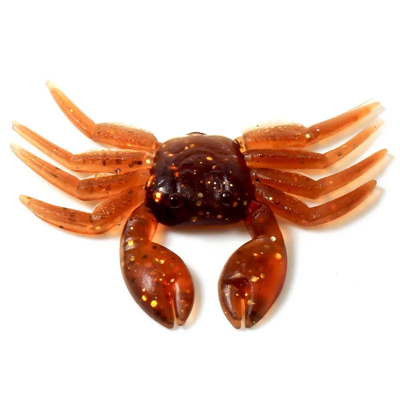8 cm PVC software little crab fishing lure in brown and red colour options