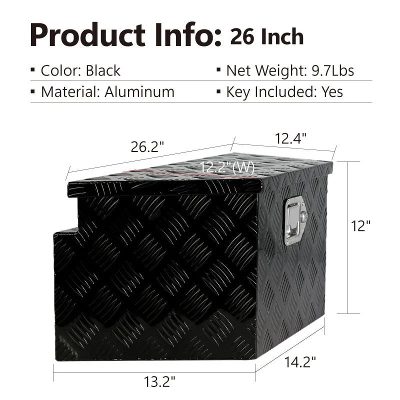 26-inch black aluminium alloy tool case with T-casting construction