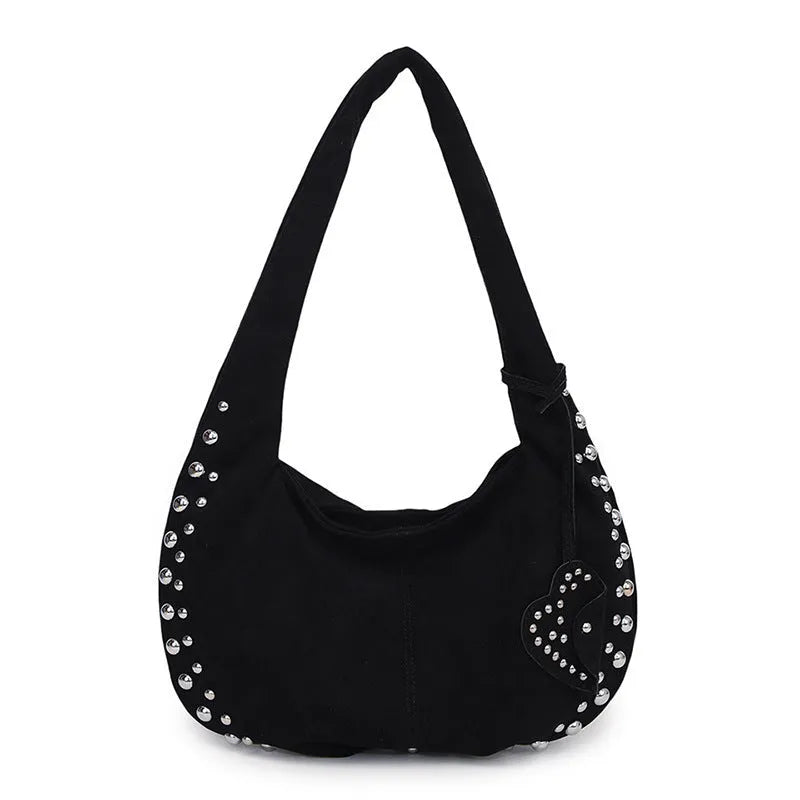Soft plush retro style casual tote handbag for women shown in available colours.