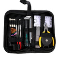 Black plastic guitar repair tool kit case for instrument maintenance