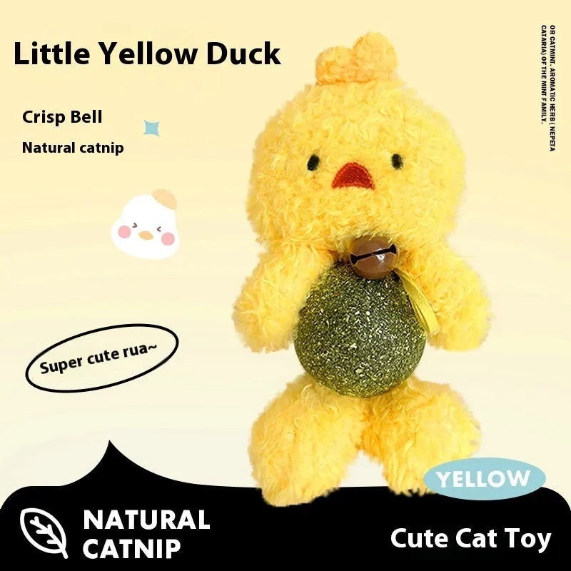 Plush catnip ball toy with mint centre and bell in 15x7x4cm size for kittens