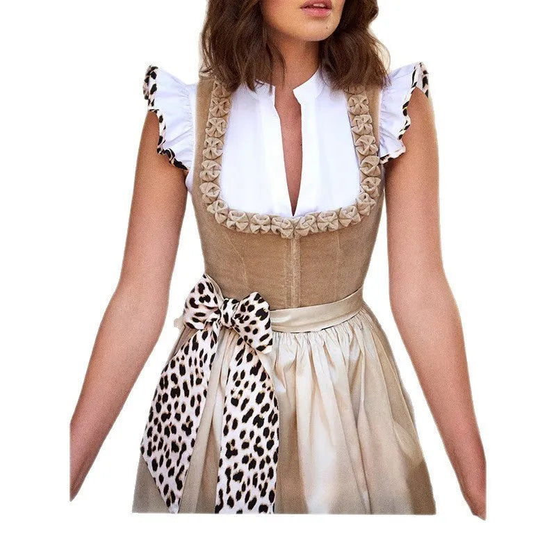 German Oktoberfest women's dress in khaki cotton-polyester fabric