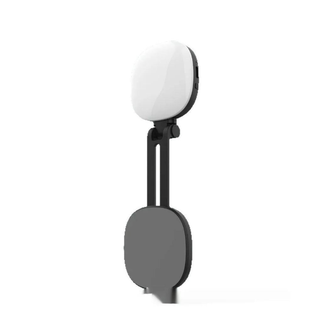 Black and white mobile phone magnetic fill light with three-colour temperature adjustment and variable phone holder