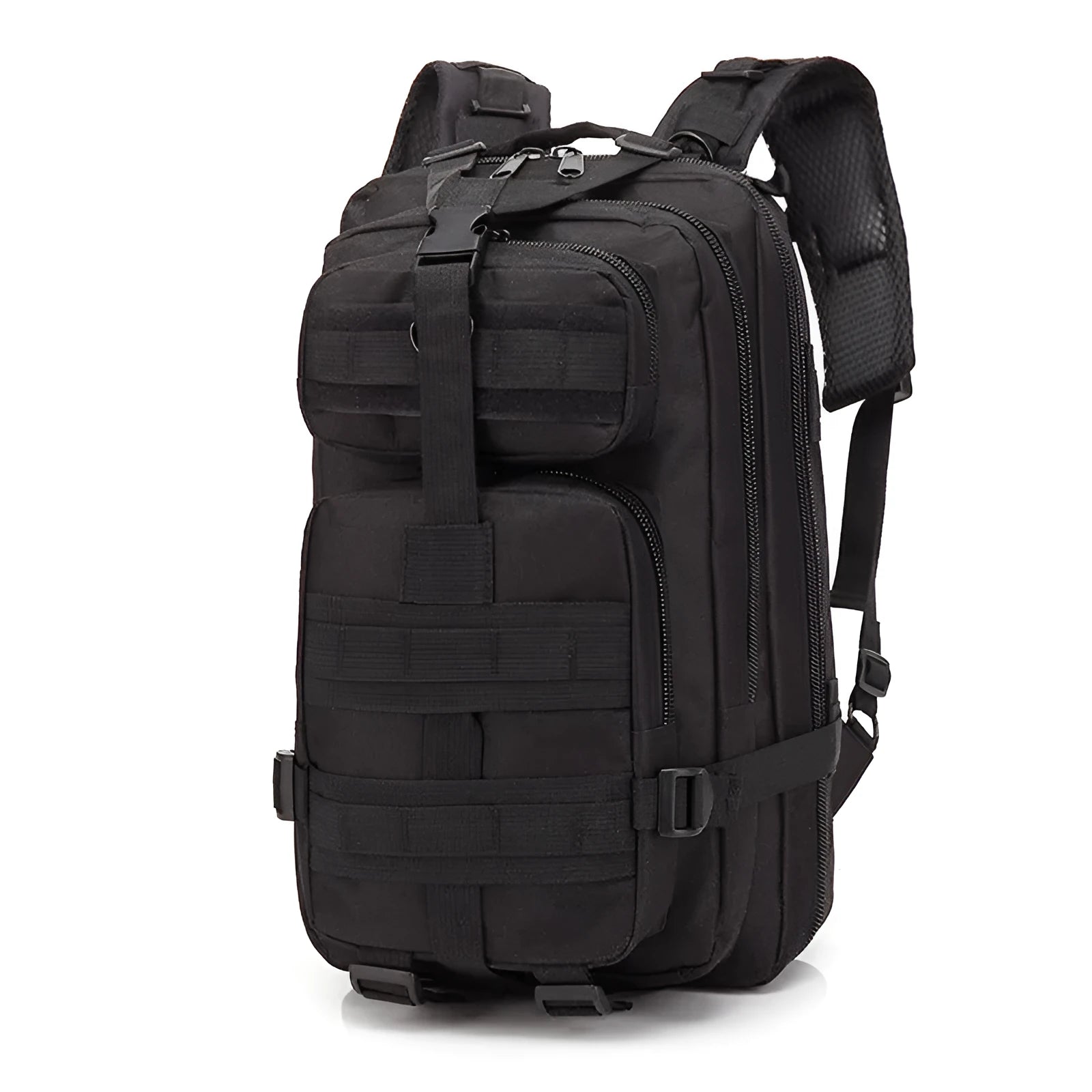 Large khaki coloured off-road hiking backpack with air pillow belt system on a rocky outdoor trail.