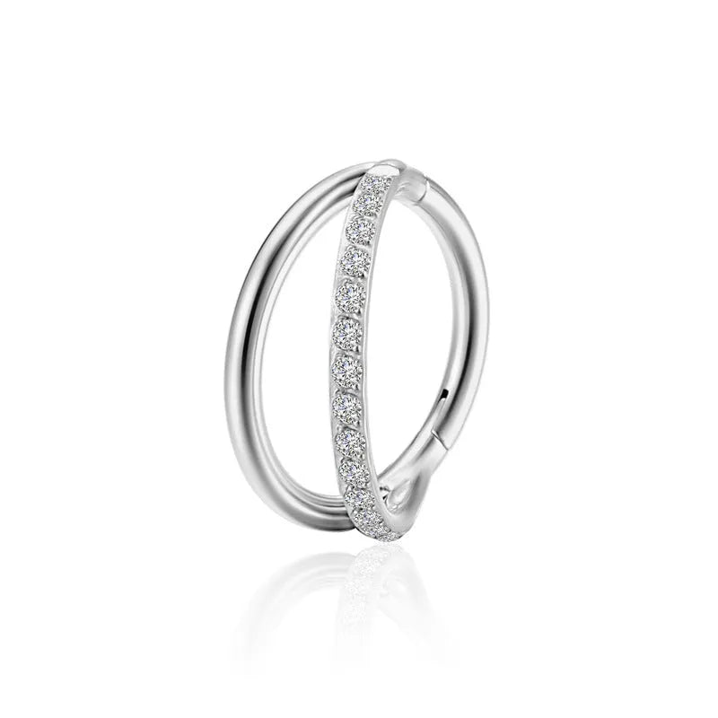 Titanium alloy fork nose ring in silver, gold, black, rose gold and colourful finishes.