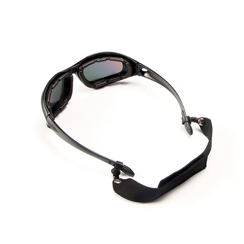 Polarised tactical sunglasses for cycling with dustproof features and PC frame construction