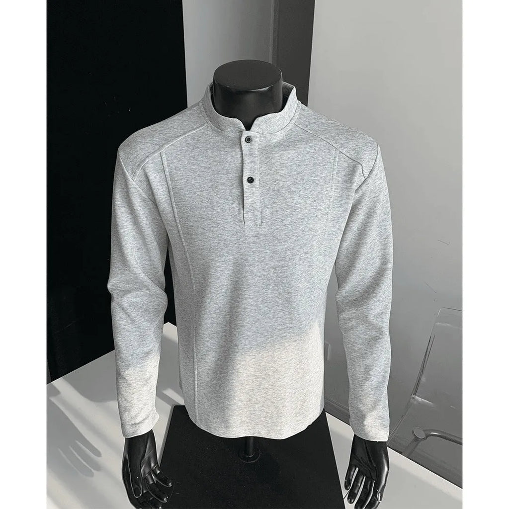Men's asymmetric patchwork collar polo shirt in Chinese cotton available in multiple sizes and colours