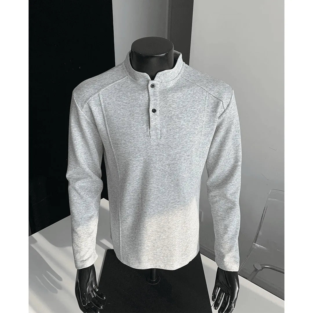 Men's asymmetric patchwork collar polo shirt in Chinese cotton available in multiple sizes and colours