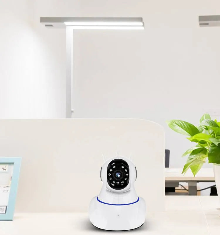 White wireless HD dome security camera with 3.6mm lens for indoor and outdoor monitoring.