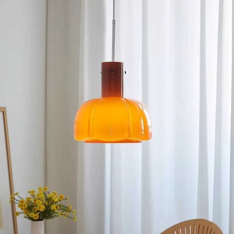 Medieval-style glass bud pendant chandelier light in a choice of six colours