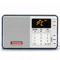 Tecsun Q3 digital audio player in black showing front panel with buttons and TF card slot