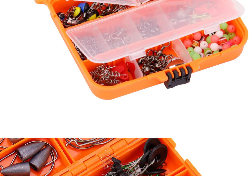 Weihe fishing lure accessories set with 257 pieces in ABS plastic storage case for Texas, sea, and rock fishing