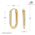 925 silver geometric earrings with gold plating oval quadrilateral shape on white background