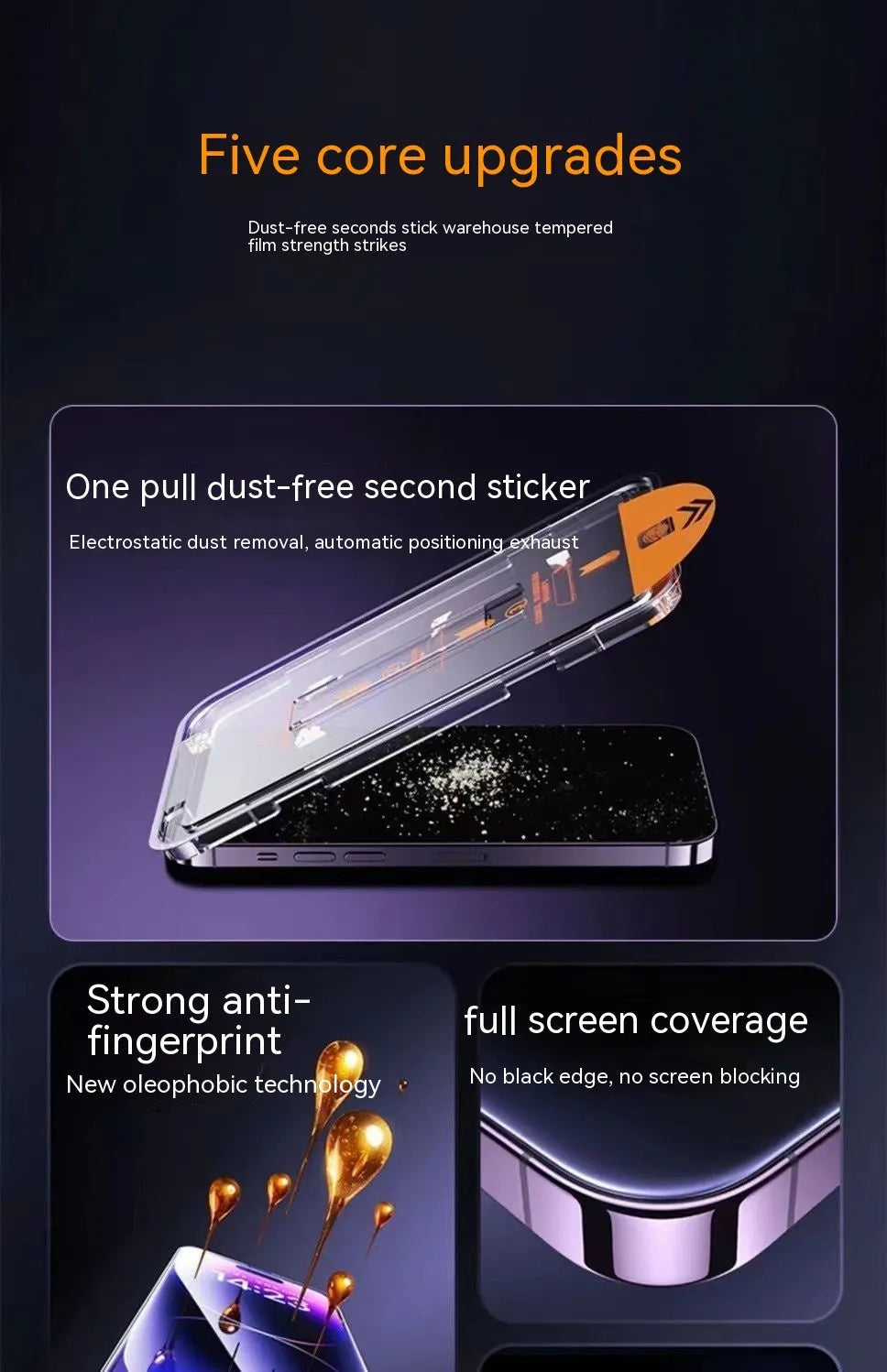 iPhone tempered glass screen protector with privacy frosted finish and anti-fingerprint coating