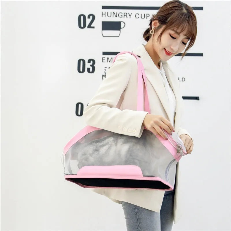 MOORPET leather cat outing carry bag in solid colour with 25L capacity