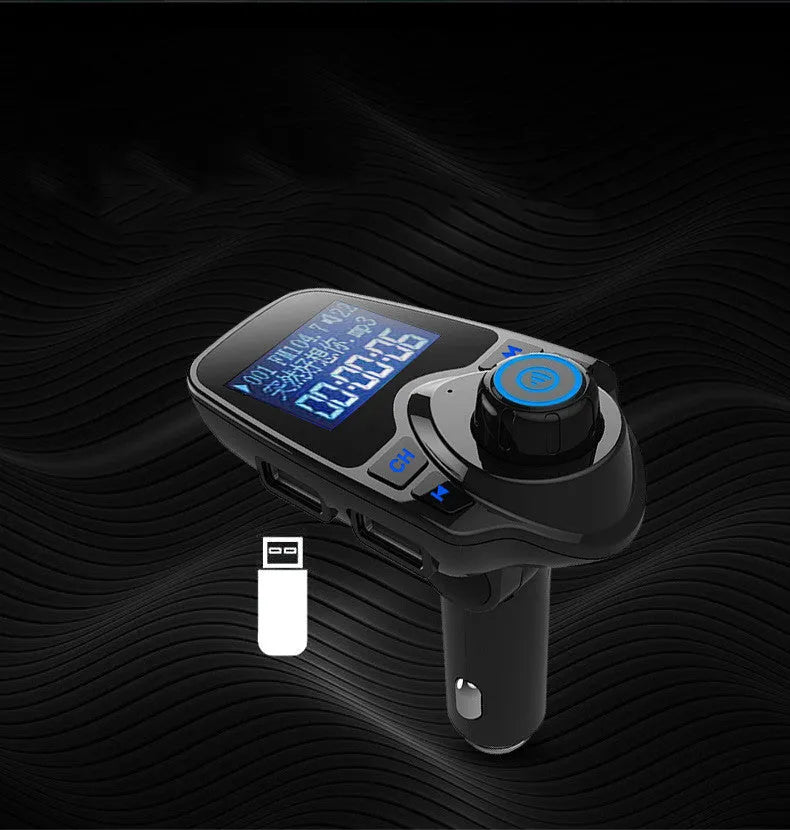 Black G7 Bluetooth car FM transmitter with hands-free calling and USB charging port