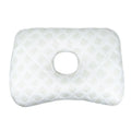 Single hole ear pillow for beauty salon use in grey colour, showing dimensions and face aperture.