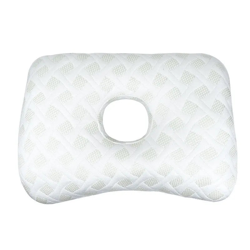 Single hole ear pillow for beauty salon use in grey colour, showing dimensions and face aperture.