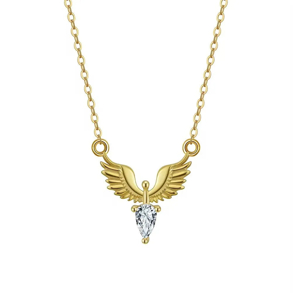 Women's silver eagle chain necklace with adjustable length and electroplated finish options