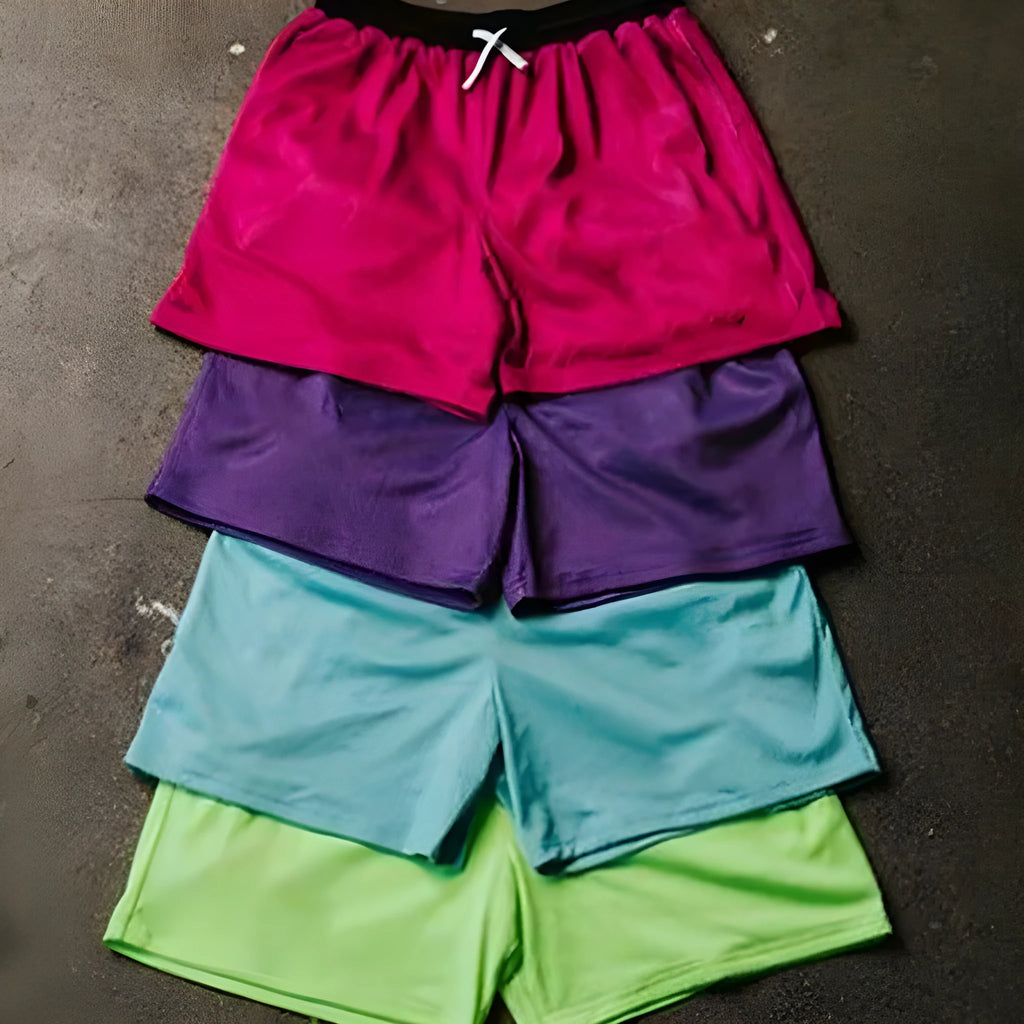 Men's solid colour mesh quick-drying shorts for running and fitness in summer.