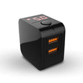 5V2.4A dual USB fast travel charger with digital display in black, white, or red colour options