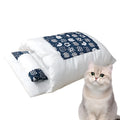 Warm cat bed with removable pillow, plush fabric, available in four sizes for cats and small dogs