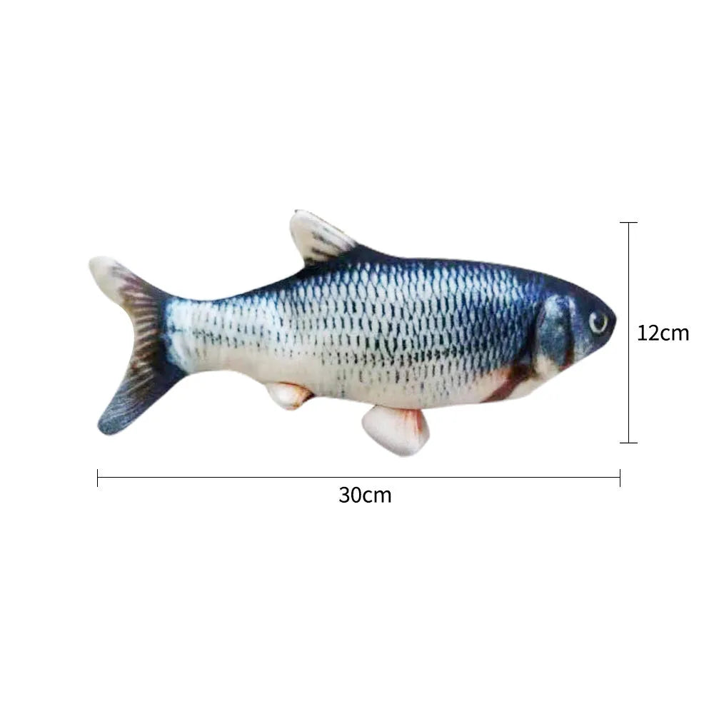 Electronic jumping fish cat toy 30cm long with USB charging cable