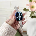 Diamond pattern zinc alloy metal watch strap for Apple Watch in silver, rose gold, gold, black, and Starlight colours