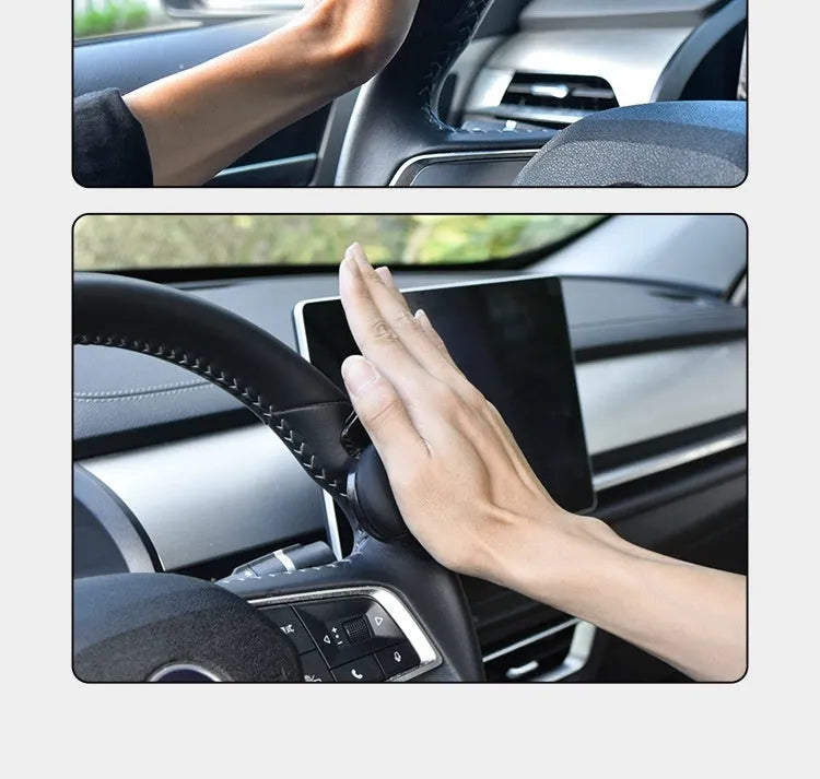 Black and blue steering wheel assist balls with silicone construction and metal bearing mechanism